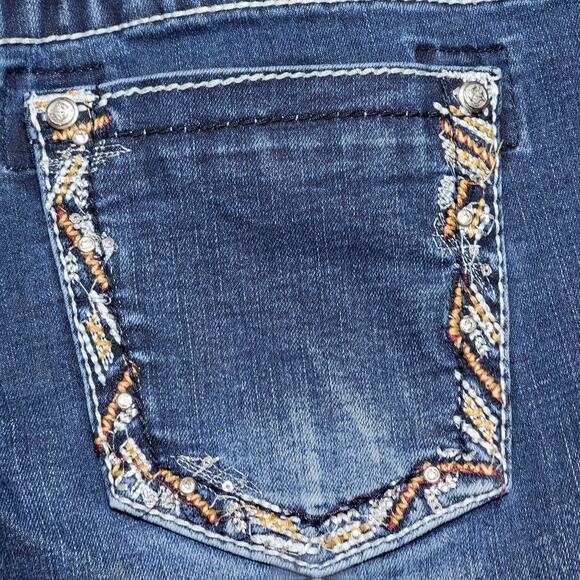 Grace In LA High Waist Denim Jeans w/ Raw Hem Bell Bottoms & Bling - Size 28 - Picture 6 of 10